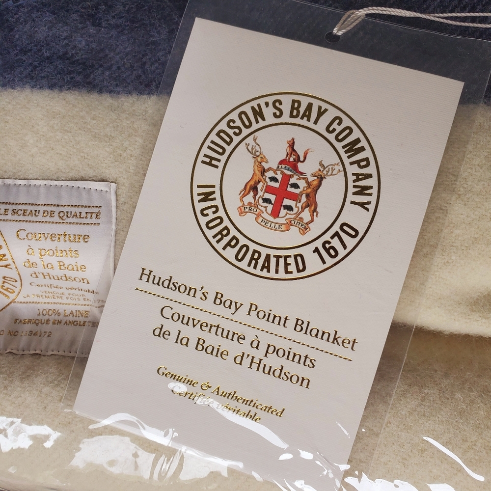 HBC Stripes Blanket Hudson's Bay 8 Points King Size 100% Wool New with Tag - Picture 4 of 9
